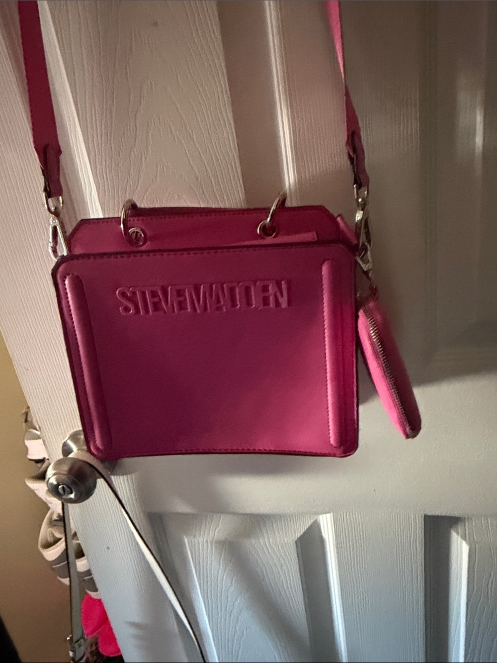 Steve Madden Bright Pink Embossed Crossbody Bag with Coin Pouch